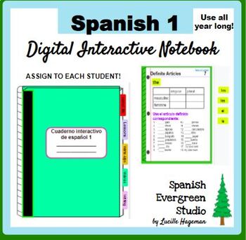 Preview of Spanish 1 Digital Interactive Notebook (Distance Learning)
