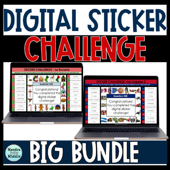 Preview of Spanish 1 Digital Sticker Challenge Bundle