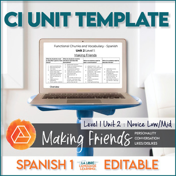 Preview of Spanish 1 Editable Unit Template & Lesson Guide | Personality, Likes, Dislikes
