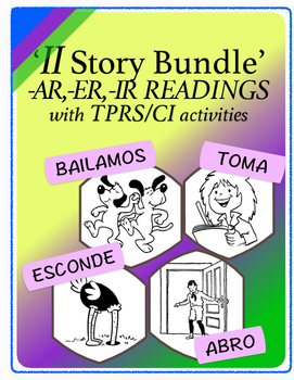 Preview of Spanish 1,2: Eleven TPRS Stories with CI Activities, Regular Verbs SUPER BUNDLE