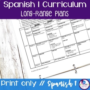 Preview of FREE Spanish 1 Curriculum Unit Plans for 180 school days