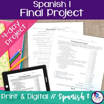 Preview of Spanish 1 Final Project - end of the year assessment print and digital
