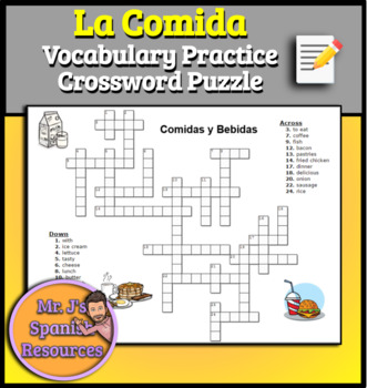 Preview of Spanish 1 Food La Comida Crossword Puzzle
