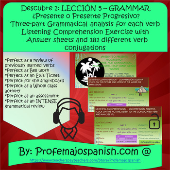 Preview of Spanish 1 Grammar: ¿Infinitivo, Presente o Presente Progresivo? Descubre 1  L5