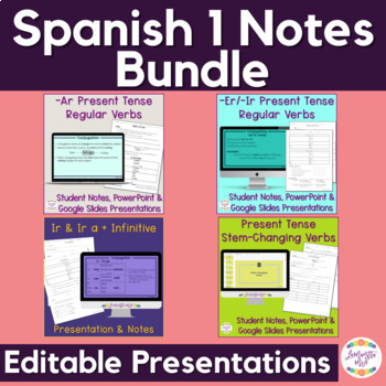 Preview of Spanish 1 Grammar Notes Bundle