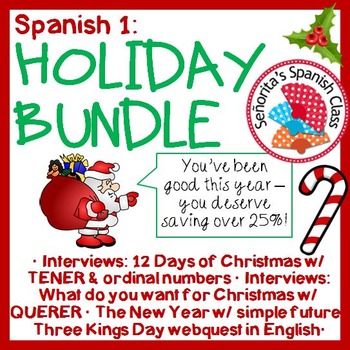 Preview of Spanish 1 - Holiday BUNDLE!