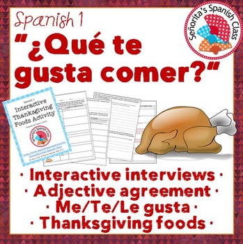 Preview of Spanish 1 - Interactive Thanksgiving (Dia de Accion de Gracias) Foods Activity