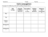 Spanish 1  Irregular Conjugation Chart Practice