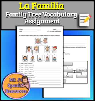 Preview of Spanish 1 La Familia Family Tree Vocabulary Practice