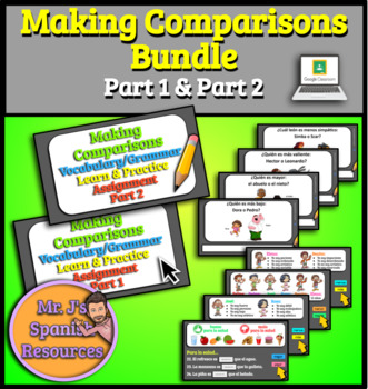 Preview of Spanish 1 Making Comparisons Bundle Parts 1 & 2 - Distance Learning