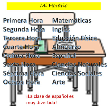 Spanish 1 Mi Horario Practice Realidades 1 Chapter 2a For Pdf And Google Slides