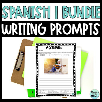 Preview of Spanish 1 Picture Writing Prompts and Picture Talks BUNDLE