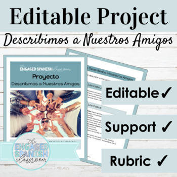 Preview of Editable Spanish Project for Ser and Subject Pronouns | Describing Friends