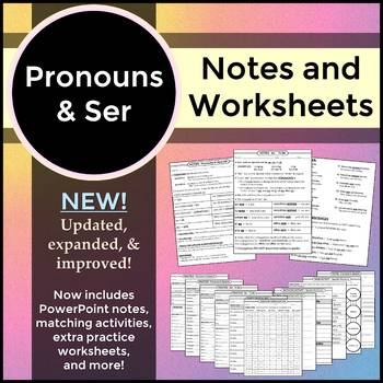 Preview of Spanish 1 - Pronouns and Ser - Worksheets and Notes