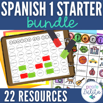 Preview of Spanish 1 Resource Starter Bundle - 22 Back to School Spanish Resources