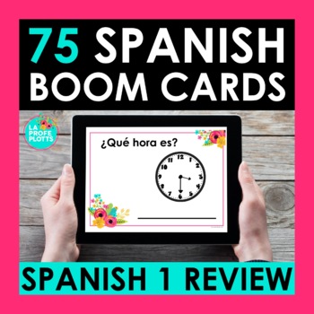 Preview of Spanish 1 Review BOOM CARDS | Digital Task Cards