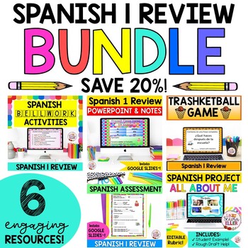 Preview of Spanish 1 Review BUNDLE | Spanish 2 Preliminary Unit | End of Year