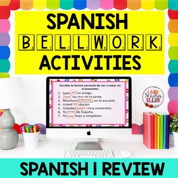 Preview of Spanish 1 Review Bellwork Activities | Spanish Warm Ups | Back to School