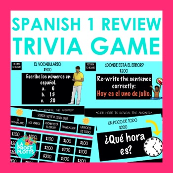 Preview of Spanish 1 Review Game | Jeopardy-style Trivia Game