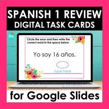 Preview of Spanish 1 Review Google Slides | Digital Task Cards