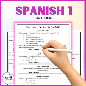Preview of End of Year Spanish 1 Portfolio Review | Comprehensive Full-Year Mastery Project