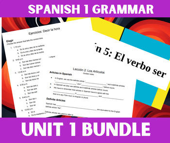 Spanish 1 Unit 1 - Grammar Bundle By ElProfeSanchez | TPT