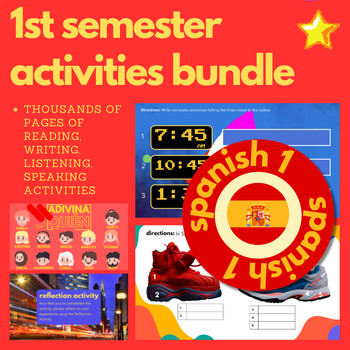 Preview of Spanish 1 WHOLE FIRST SEMESTER Activities (Bundle) (82 Products)