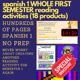 Spanish 1 WHOLE FIRST SEMESTER Reading Activities (Bundle)