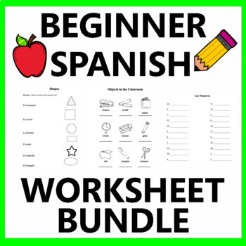 Preview of Spanish 1 Worksheets Beginner Vocabulary Words Phrases Numbers Colors