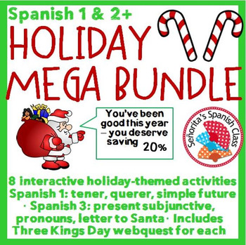 Preview of Spanish 1 and 3+ - Holiday MEGA Bundle!