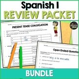 Spanish 1 review worksheets for final exams - review packe