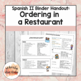 Spanish 2 Binder Handout: Ordering in a Restaurant