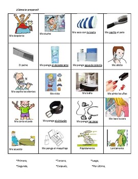 Preview of Spanish 2/ Español 2:  "Como te preparas"- Vocabulario con imagenes/fotos