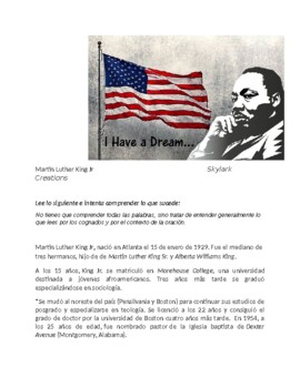 Preview of Spanish 3 Reading Comprehension - Martin Luther King