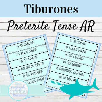 Preview of Spanish Preterite Tense AR Verbs Tiburones Game
