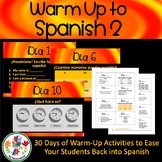 Spanish 2 Warm Ups Spanish 1 Review