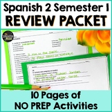 Spanish review packet for Spanish 2 semester 1 exams - Rev