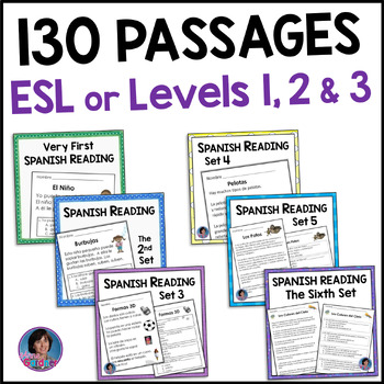 Preview of Spanish Reading Comprehension Passages and Questions Bundle: En Español for ESL