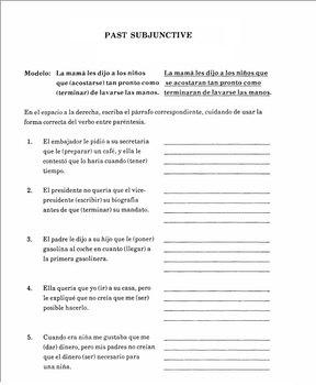 Preview of Spanish 3 ,4 - The Past Subjunctive- Worksheet