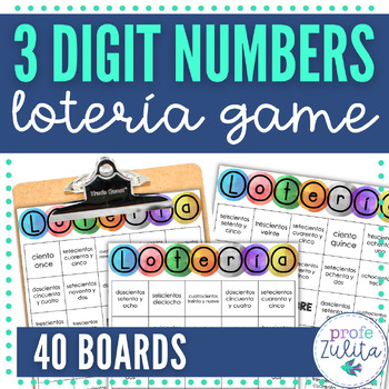 Preview of Spanish Numbers - 3 Digit Numbers Vocabulary Practice Lotería Game - BINGO