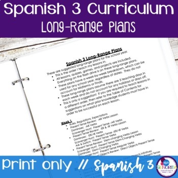 Preview of FREE Spanish 3 Curriculum Unit Plans