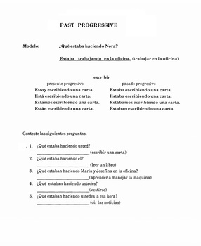 Preview of Spanish 3 - Past Progressive - Worksheet
