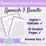 Editable Spanish 3 Reading and Activities BUNDLE for Dista