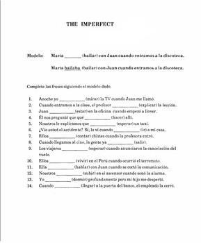 Preview of Spanish 3, Spanish 2-Imperfect - AR/ER/IR verbs - Worksheet