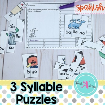 Preview of Spanish Syllable Game | Juego de 3 Sílabas Abiertas | 3 Cards Puzzle