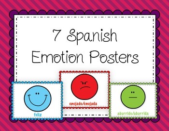 Preview of Spanish: 7 Posters for Emotions
