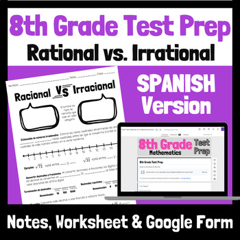 Preview of Spanish - 8th Grade Math Test Prep / Review / ACAP- Rational Vs. Irrational