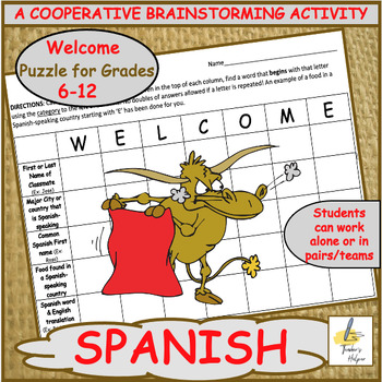 Preview of Spanish: A Welcome to Class Cooperative Brainstorming Activity  (Grades 6-12)