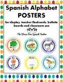 Spanish ABCs, Alphabet POSTERS or large flash cards, word wall