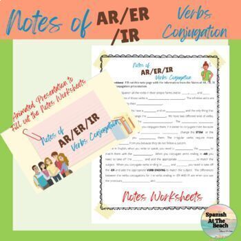 Preview of Spanish -AR, -ER, -IR Notes of Verb Conjugation - Regular